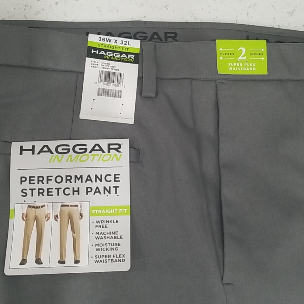 Mens Hagger in motion stretch pants sz36x32 gray